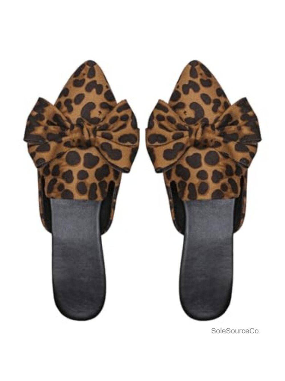 Women's Bow Front Mules & Clogs, Faux Leather Flat Mule